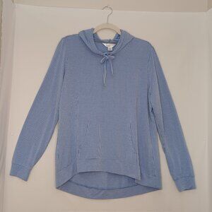 Weatherproof Women's Lightweight Blue Plaid/Checker Hoodie w/Front Pouch Pocket